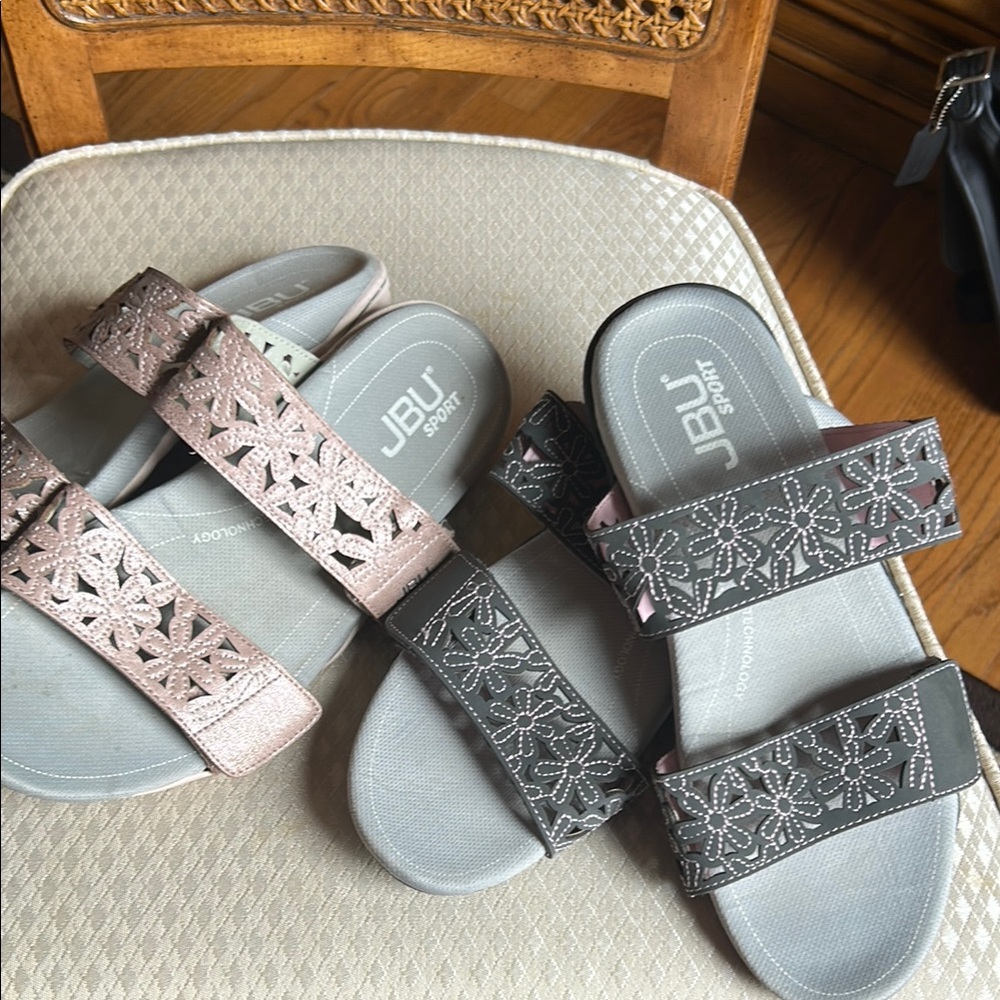 JBU Women's Sandals in Metallic Pink and Black